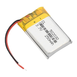 סוללת ליתיום פולימר בהתאמה אישית 502030 250 מיליאמפר/שעה 3.7 וולט, תאי ליתיום יון, סוללות נטענות, סוללות ליפו - Product Image 1
