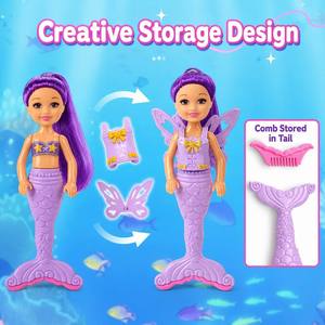 Set <span class=keywords><strong>di</strong></span> Bambole Sirena Mini da 6 Pollici, Bambola Principessa <span class=keywords><strong>Barbie</strong></span> da 15cm con Accessori, Borsetta a Farfalla, <span class=keywords><strong>Giocattolo</strong></span> per Regalo <span class=keywords><strong>di</strong></span> Compleanno per Ragazze - Product Image 3