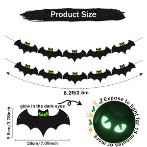 Décoration d'Halloween-Bannière de chauve-souris à œil lumineux pour décoration de bannière de chauve-souris d'Halloween - Product Image 2