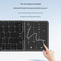 Nirkabel yang Dapat Dilipat untuk Keyboard Membran 104-Tombol Tri-fold dengan Touchpad Ultra Tipis Plastik USB Type-C untuk Tablet/Laptop