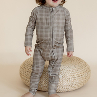 Pyjama bébé zippé en jersey de bambou, barboteuse pour nourrissons, grenouillère durable, vente en gros, combinaison nouveau-né, pyjama bébé imprimé, barboteuses pour bébés