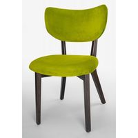 Chaise Moderne en Bois Tufté MOKA Hêtre Teinté MONOBLOCK Cadre Velours SURI Rembourrage en Bois Vert Vif-Matériau PU SRIVA01