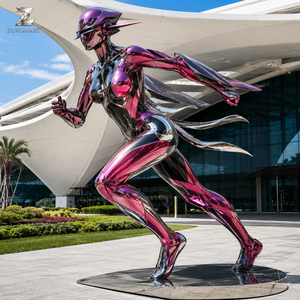 Sculpture de robot en acier inoxydable, artisanat métallique, personnage futuriste grandeur nature, décoration de jardin extérieur, surface polie, sur mesure - Product Image 4