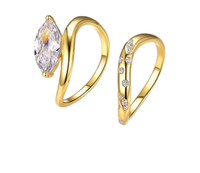 Bague de fiançailles Toi et Moi en argent sterling S925 avec deux pierres, moissanite taille poire et ovale, plaqué or 18 carats, bijoux pour femme