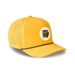 Cappello da Golf Impermeabile a 5 Pannelli in Poliestere Strutturato con Logo Personalizzato in Gomma, Stile Aviatore - Product Image 3