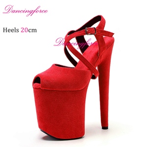 Sandales de danse d'été légères antidérapantes à talon haut de 20 cm en faux daim à bout ouvert pour la <span class=keywords><strong>pole</strong></span> <span class=keywords><strong>dance</strong></span> - Product Image 3