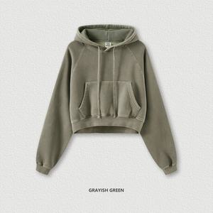 Sudadera con Capucha Corta de Forro Polar con Efecto Desgastado Estilo Vintage para Otoño/Invierno, Inspirada en la Moda Urbana de Instagram y el Estilo Spice Girl - Product Image 4