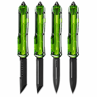 Couteau pliant de précision CNC en acier D2 UT85, manche en aluminium et acrylique, couteau de poche vert transparent, outil de survie EDC, coffret cadeau