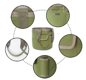 Free Sample Reusable Portable Bucket Garden Tool <b>Bag</b> Waterproof Canvas <b>Gardening</b> Tote Storage Pouch for Farm Work - Product Image 6