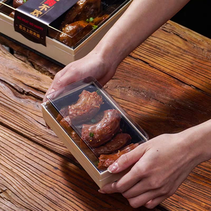 Jiugong desechable Hot Pot Takeout Box embalaje de rejilla para pato asado ingredientes marinados plato de comida cocida hecho papel duradero - Product Image 4