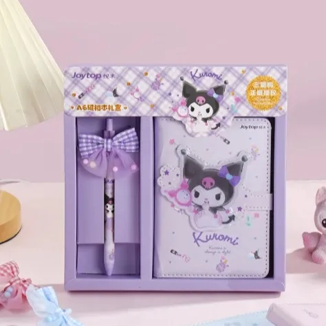 Joytop SR 101017-1 wholesale kuromi kawaii gift set include A6 magnetic buckle daily notebook and gel pen for kids