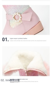 أحذية أطفال شتوية للفتيات-أحذية دافئة من القطيفة مبطنة أحذية شتوية بكعب منخفض للفتيات - Product Image 5