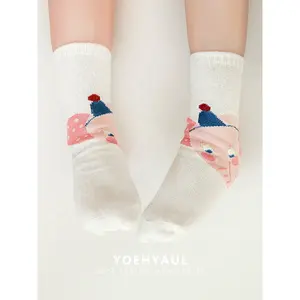 YOEHYAUL, Новое поступление, дышащие хлопковые жаккардовые носки с изображением кролика, с логотипом, Детские забавные детские носки, оптовая продажа