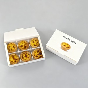 Biểu tượng tùy chỉnh in ấn dùng một lần trứng Tart bao bì hộp Cheesecake Puff Pastry tráng miệng hộp giấy Donut hộp với Divider - Product Image 5