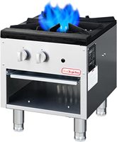 Cuisinière à gaz commerciale à brûleur simple/double, propane/gaz naturel, en acier inoxydable, 80 000 BTU, avec armoire pour restaurant et école