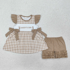 Vêtements pour frères et sœurs, tenues imprimées cerf « Fille/Boyfriend de papa », ensembles de shorts boutique pour la fête des pères, vêtements pour petites filles et garçons - Product Image 2