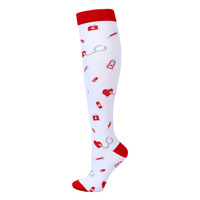 Meilleur drôle coloré 1520 Mmhg course athlétique arc genou haute livraison directe femmes hommes chaussettes de Compression pour les infirmières