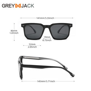 Lunettes de soleil polarisées Woolf TR90, monture carrée noire, UV400, légères, style sportif unisexe K067 - Product Image 3