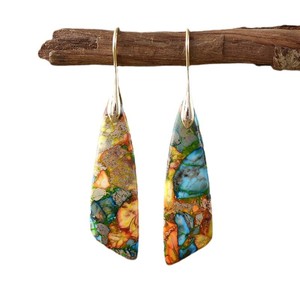 Pendientes de Piedra Natural Estilo Bohemio, Forma de Lágrima, Coloridos, Joyería para Fiesta, Accesorio de Moda - Product Image 5