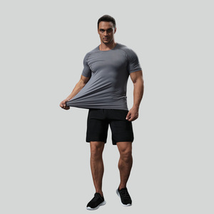 Quick-Drying Slim Fit Knitted Sports T-Shirt Men's Summer Casual Breathable <b>Tops</b> Outdoor Running Training Short Sleeves Anti-UV - Product Image 1