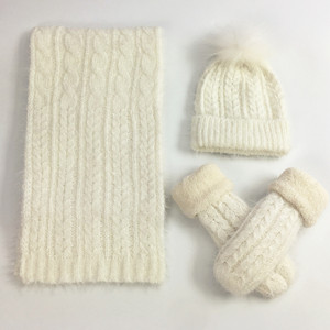 Nuovo Set Invernale 2026 per Ragazze: <span class=keywords><strong>Sciarpa</strong></span> Carina con Pompon in Pelliccia, Cappello e <span class=keywords><strong>Guanti</strong></span>, Set Lavorato a Maglia per Donne - Product Image 6