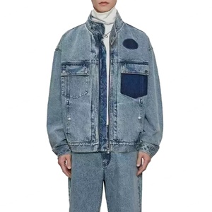 Veste en jean courte pour homme, nouvelle mode, style streetwear, vintage, lavée, 100% coton - Product Image 1