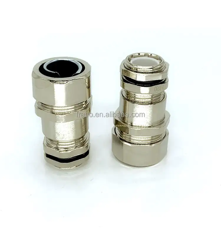 customized thread available nickel-plated brass Double Locked Metal Conduit cable gland for electrical protection