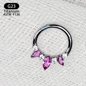 Anneau de nez en zircon en forme de cœur, titane F136, 8 mm, bijoux de piercing tendance - Product Image 2