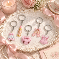 Gantungan Kunci Akrilik Custom Coquette Pink Bow Charm Set 5cm Balletcore Girly untuk Tas, Liontin, Hadiah, Grosir, OEM