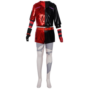 Costume de cosplay Harley Quinn pour femmes, en similicuir rouge et noir, tenue de scène, jeu de rôle, été 2024 - Product Image 3