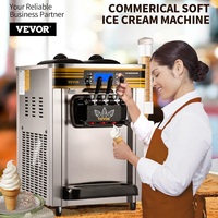 Machine à crème glacée commerciale Rebirth RICM 22-30L/H 2200W, machine à crème glacée molle de comptoir, 2x6L Hopper, cylindre de 2L, panneau LCD, glacé