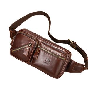 BULLCAPTAIN, riñonera deportiva de cuero genuino para hombre, riñonera cruzada a prueba de agua, monedero con logotipo para teléfono móvil para correr al aire libre - Product Image 4