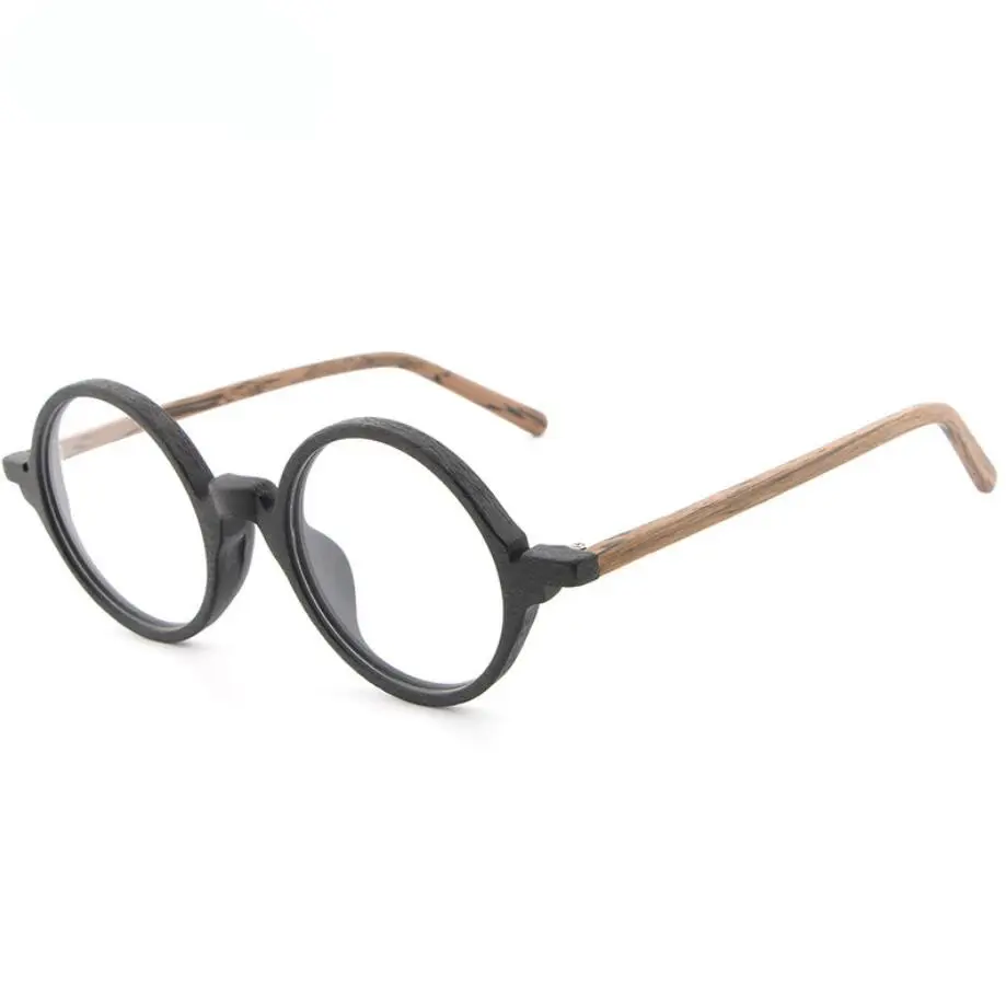 Acetato De madera gafas China Lunettes De Vue sin almohadillas De nariz ojo marcos De vidrio