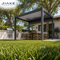 Pergola Jiake en aluminium 6063-T5 imperméable avec toit à lames motorisées pour jardin résidentiel, patio, pavillon extérieur