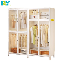 Armoire en acier moderne : Grand placard de rangement en métal pour chambres à coucher, montage facile, design durable, étagère supérieure pour vêtements, bagages