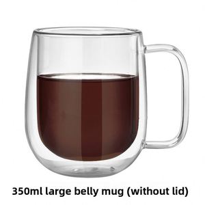 Mug à café isotherme en verre double couche résistant à la chaleur avec poignée et couvercle, logo personnalisable, adapté à l'exportation transfrontalière - Product Image 6