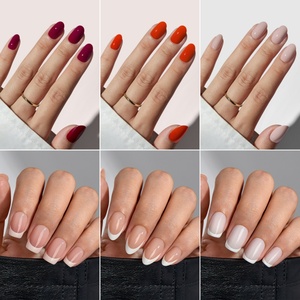 BTArtbox Artificial Finger <b>Nails</b> <b>Set</b> Manufacturers Wholesale Soft Gel Short Almond Brown French Tips Handmade Press on <b>Nails</b> - Product Image 3