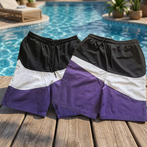 Shorts de bain pour hommes en toile de nylon 100% écologique, respirant, à séchage rapide, couleur unie, taille élastique, vêtements de plage décontractés - Product Image 3
