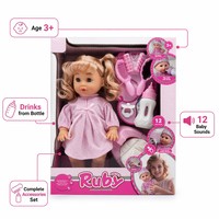 Muñeca Interactiva de 14 Pulgadas al por Mayor, Ruby con 12 Sonidos, Fabricante de Muñecas de Vinilo OEM ODM, Certificación EN71 BSCI
