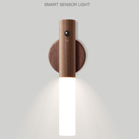 Bois Portable Sans Fil Intelligent Auto PIR Bâton Capteur De Mouvement LED Rechargeable Magnétique Veilleuse
