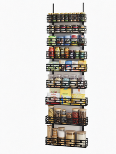 Cesto portaoggetti sospeso per 6/9 ripiani, in metallo, per <span class=keywords><strong>cucina</strong></span>, porta del bagno, parete posteriore, contenitore per spezie, barattoli e bottiglie - Product Image 1