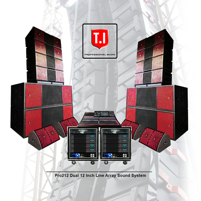 T.I Pro Audio New Arrival Powerful Outdoor Stage Speaker Dual 12 Inch 3 Way Passive Line Array Birch Plywood Cabinet 45Hz-20KHz