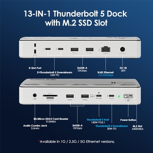 Station d'accueil <span class=keywords><strong>Thunderbolt</strong></span> 5 certifiée Intel 13-en-1 pour <span class=keywords><strong>Mac</strong></span> et Windows, avec emplacement SSD intégré jusqu'à 6000 Mo/s, alimentation PD 140 W - Product Image 2