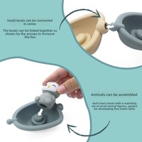 YD TOYS Ensemble de Jouets de Bain et de Doigt en Silicone Platine Empilables Bateau et Ours pour Nouveaux-nés et Enfants 0-24 Mois