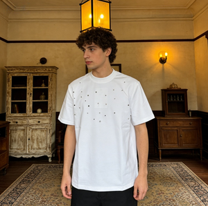 เสื้อยืดผู้ชายประดับเพชรเทียมทรงโอเวอร์ไซส์ แขนสั้น สไตล์ลำลองแนวสตรีทแวร์ รุ่นใหม่ล่าสุดปี 2026 - Product Image 1