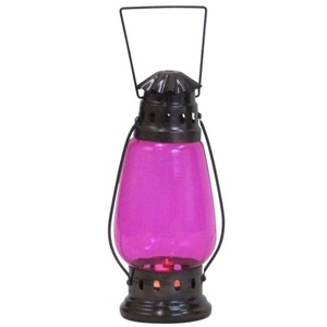 Creative Low MOQ Handmade Iron <b>Candle</b> <b>Lantern</b> With T-Light Colored Glass Manufacturer Wholesaler - Product Image 1