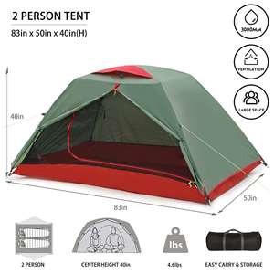 Carpa de Camping Doble Capa Oxford para 2 Personas, Ligera, Fácil de Instalar, Impermeable 1500-2000 mm, Ideal para Senderismo Familiar - Product Image 3