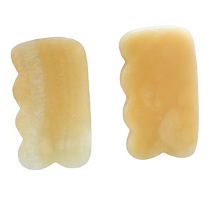 Outil de massage rectangulaire en jade jaune, pierre Gua Sha pour le visage - Product Image 6