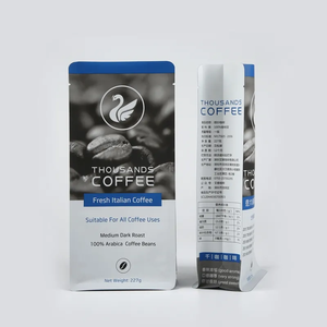 Sachets de café en aluminium doré à fond plat recyclables écologiques personnalisés Sacs en plastique Sacs d'emballage à fermeture éclair avec valve - Product Image 5