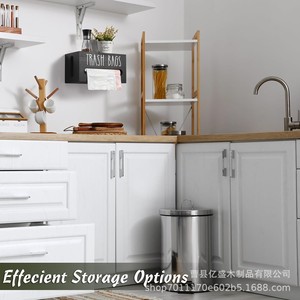 Boîte de rangement pour sacs poubelles en bois, noire, organisateur de bureau extractible, rangement de cuisine - Product Image 5